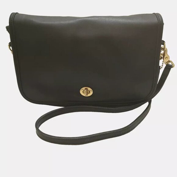 Vintage 90s Black Coach 9635 Convertible Clutch Removable Shoulder Strap - Picture 1 of 13